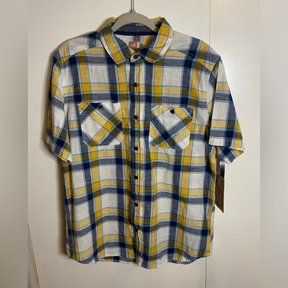 New Ruff Hewn Men’s Short Sleeve Button Down Shirt, Medium - Picture 1 of 5